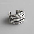 Adjustable Layered Silver Ring