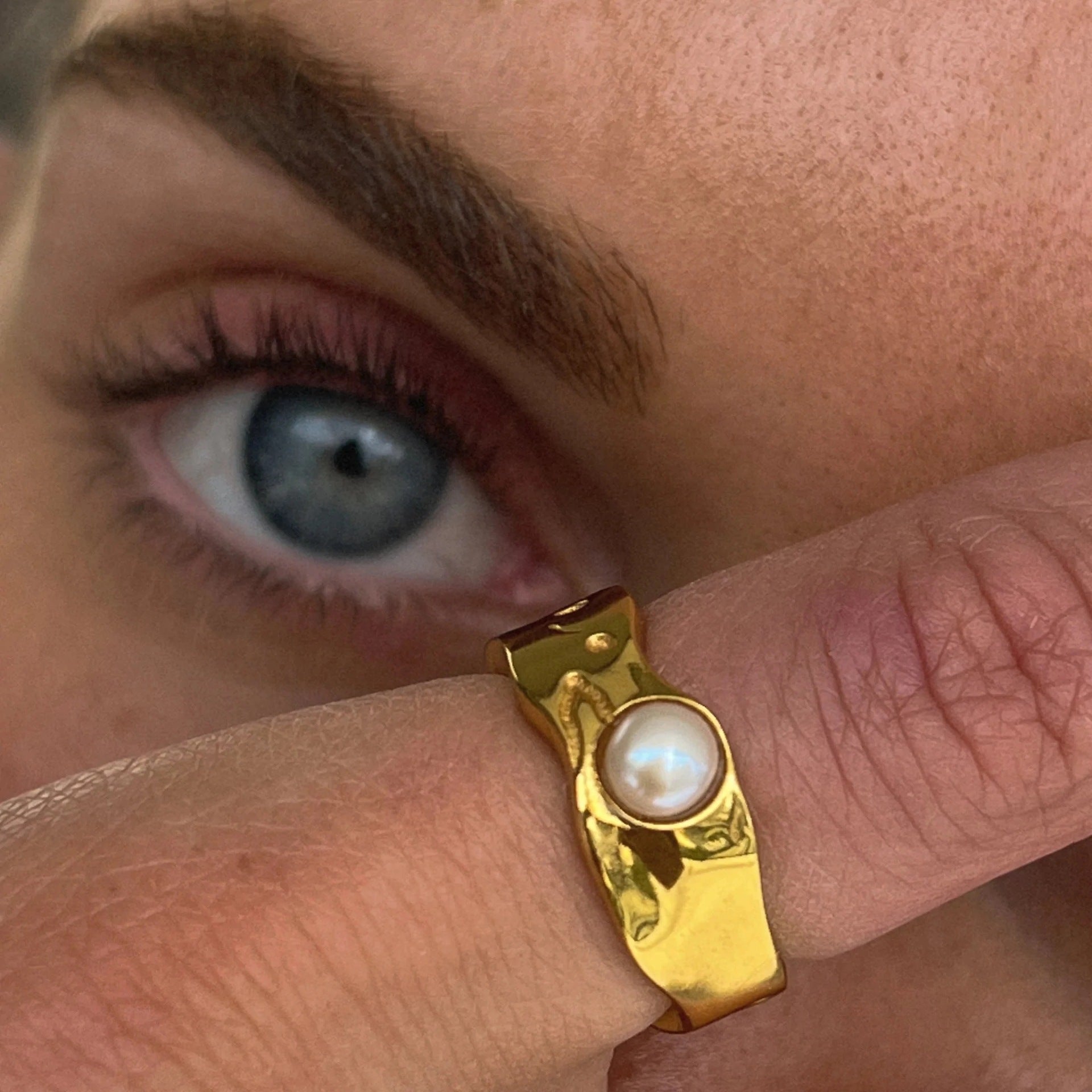 Timeless Natural Gold Pearl Ring