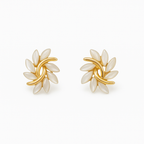 Gold White Opal Earrings