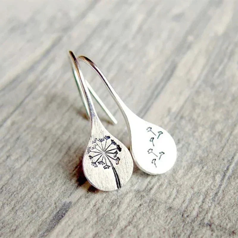 Exclusive Silver Dandelion Leaf Earrings