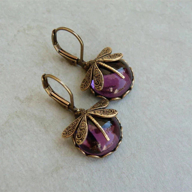 Antique Gold Dragonfly Earrings