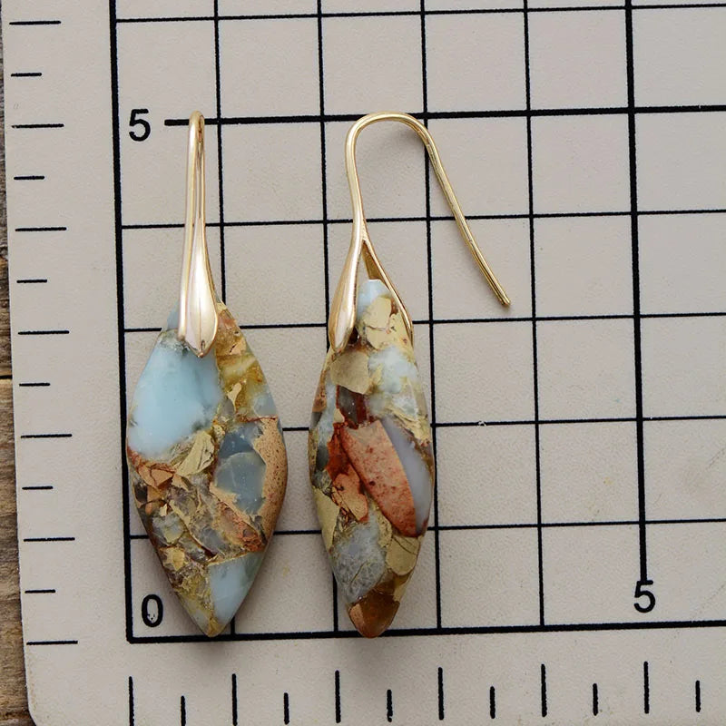 Earthy Jasper & Gold Teardrop Earrings
