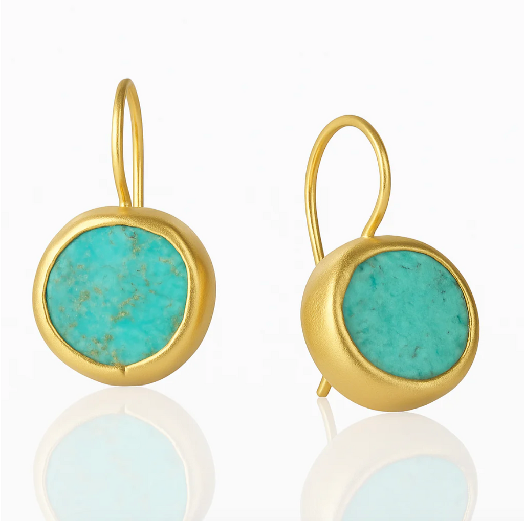 Gold Earrings with Turquoise