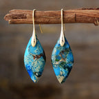Earthy Jasper & Gold Teardrop Earrings